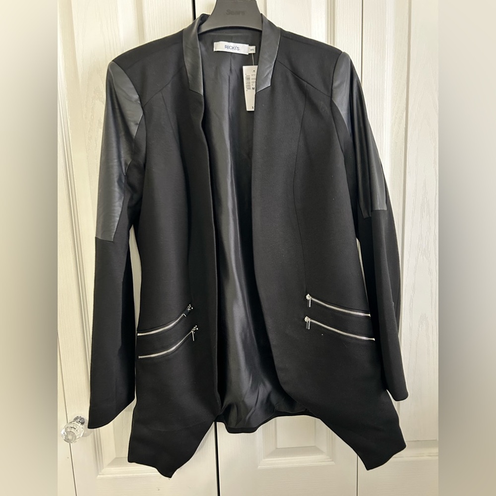 NWT Ricki’s Black Blazer with Faux Leather TrIm